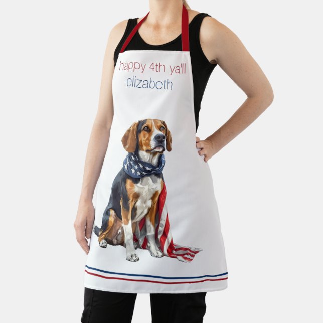 Tablier 4 juillet Patriotic Hound Dog Personnalisé (Insitu)