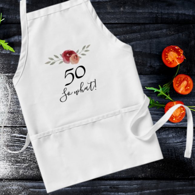 Tablier 50 Alors quelle aquarelle Rose Funny 50e anniversa (Créateur téléchargé)