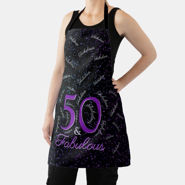 Tablier 50 Et Fabulous Black Purple Élégant Anniversaire (Insitu)