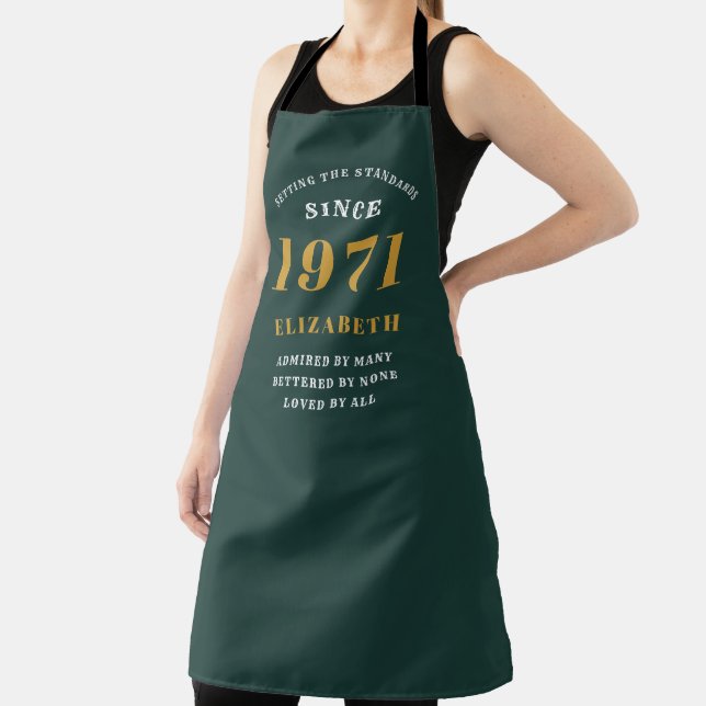 Tablier 50e anniversaire 1971 Gold vert pour sa personnali (Insitu)