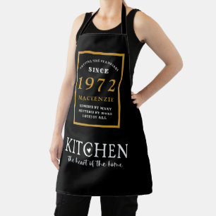 Tablier 50e anniversaire 1972 Nom Elegant Black Gold Chic