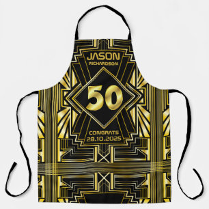 Tablier 50e anniversaire Art Déco Gold Black Great Gatsby