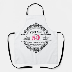 Tablier 50ème anniversaire vintage de Monogramme noir et r