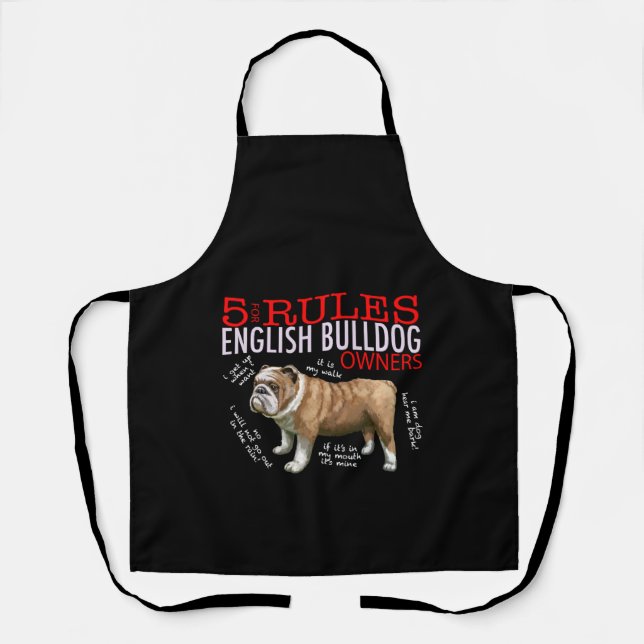 Tablier 5 Règles pour les propriétaires de bulldog anglais (Recto)