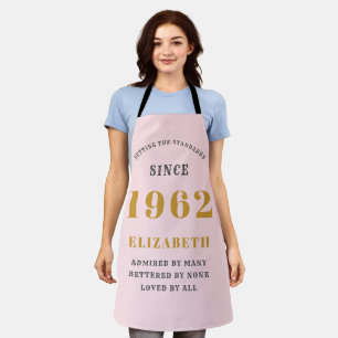 Tablier 60e anniversaire 1962 Elégant Gold Rose Grey