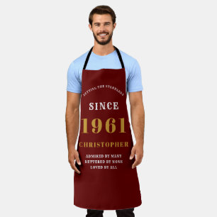 Tablier 60e anniversaire de naissance 1961 Red Gold Man's