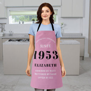 Tablier 70e anniversaire 1953 Dame noire rose