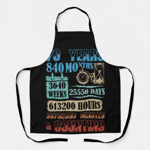 Tablier 70e anniversaire vintage 840 mois Couting 70 ans