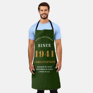 Tablier 80e anniversaire de naissance 1941Green Gold Man's