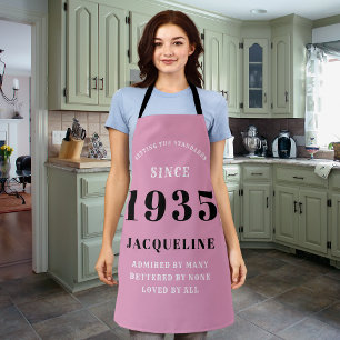 Tablier 90e anniversaire 1935 Dame noire rose