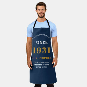 Tablier 90e anniversaire de naissance 1931 Blue Gold Man's