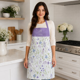 Tablier à monogramme floral pourpre