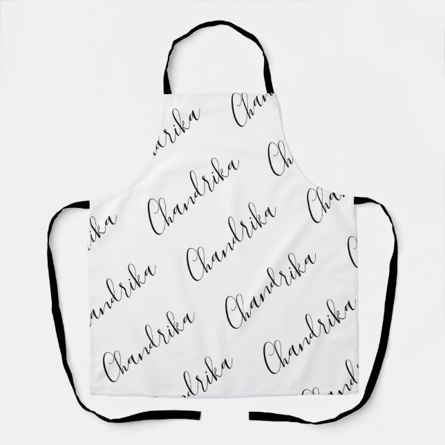Tablier à motif noir et blanc de script moderne éd (Recto)