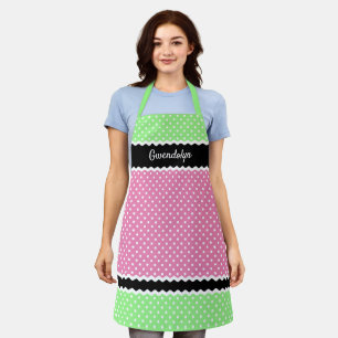 Tablier À petits pois blancs personnalisés sur Neon Rose V