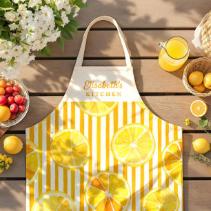 Tablier à rayures sur le thème du citron