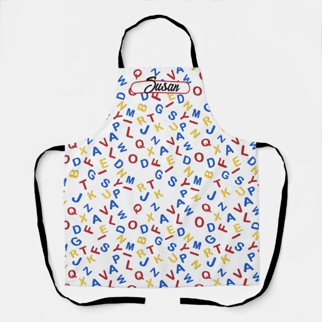 Tablier ABC Alphabet rouge jaune bleu (Recto)