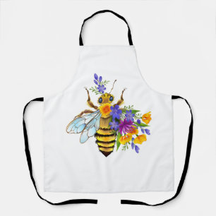 Tablier Abeille à fleurs avec plantes sauvages