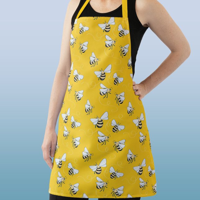 Tablier Abeille de miel jaune (Sunshine yellow honey bee pattern apron)