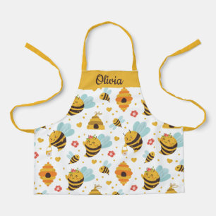 Tablier Abeille de miel mignonne Texte personnalisé