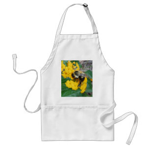Tablier abeille jaune et noire sur la fleur jaune