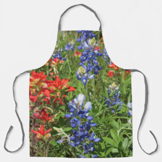 Tablier Abricot adorable bleuets et pinceaux indiens