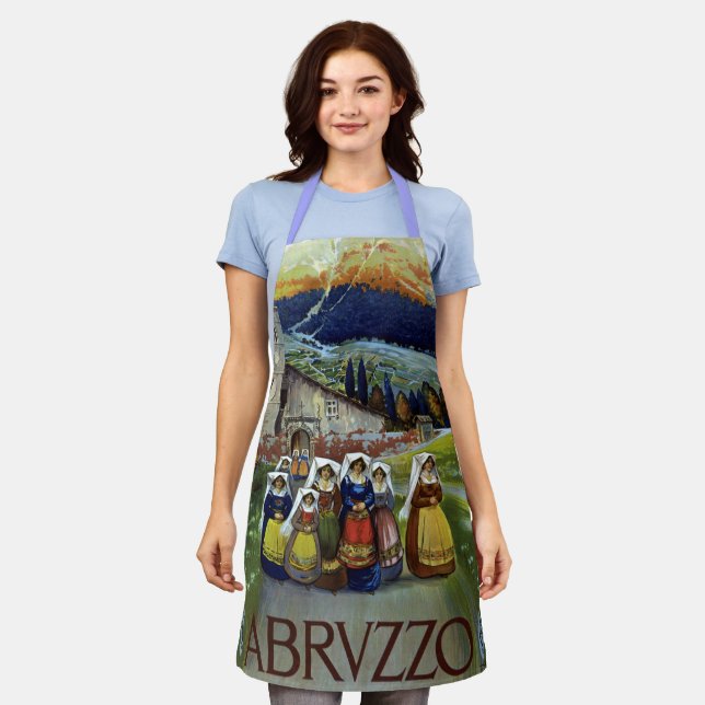 Tablier Abruzzes Italie Poster Vintage voyage Art avec fem (Porté)