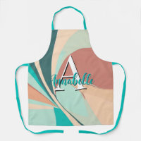 Abstract Retro Modern Peach Rust Teal Monogram