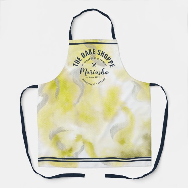 Tablier Abstrait Aquarelle de cuisson Shoppe Jaune de Crav (Recto)