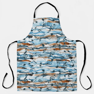 Tablier Abstrait aquarelle musique note motif.