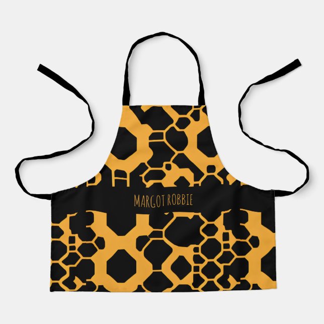 Tablier Abstrait Football demi-ton noir Jaune Motif (Recto)