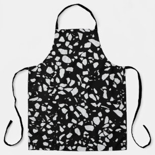 Tablier Abstrait Terrazzo Mosaic Motif noir et blanc