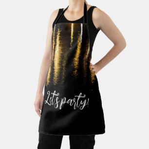 Tablier Abstraite nuit lumières mer brillant or noir Parti