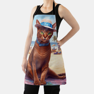 Tablier Abyssinian cat on Beach, cadeau d'été pour amoureu
