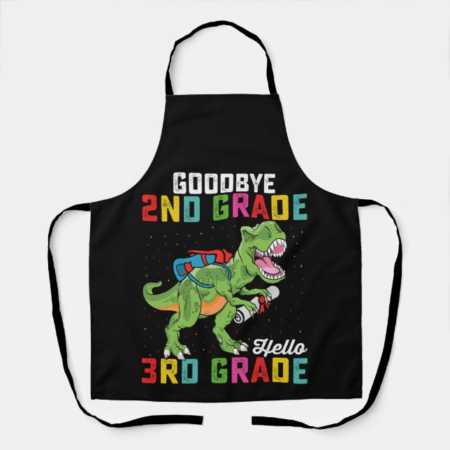 Tablier Adieu 2e année Bonjour 3e année T Rex Dinosaur (Recto)
