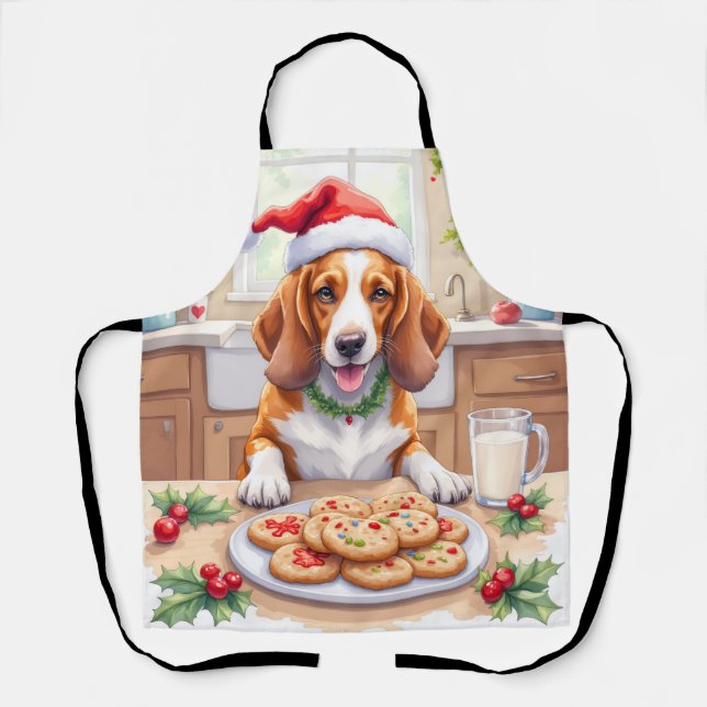 Tablier Adorable Basset Hound Sneaking Christmas Cookies (Recto)