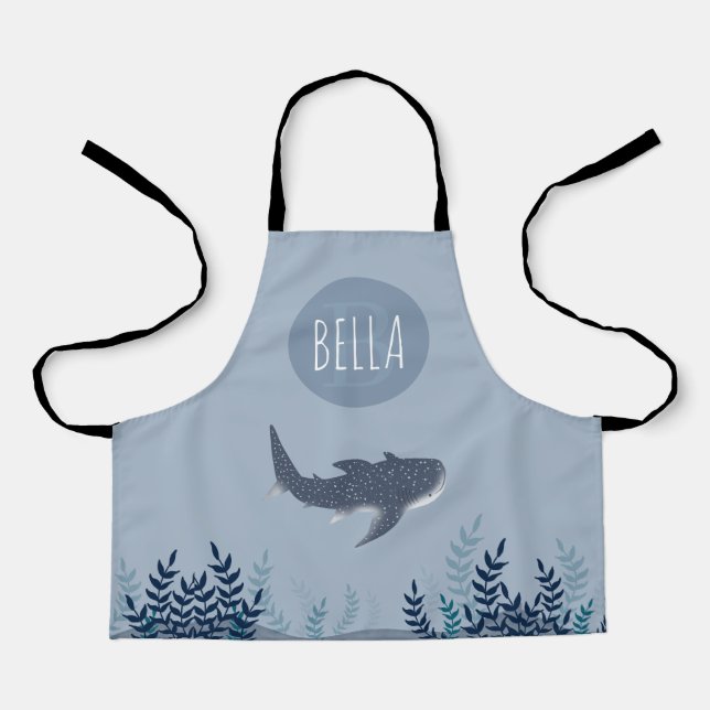 Tablier Adorable Enfants sous la mer Baleine Monogramme re (Recto)