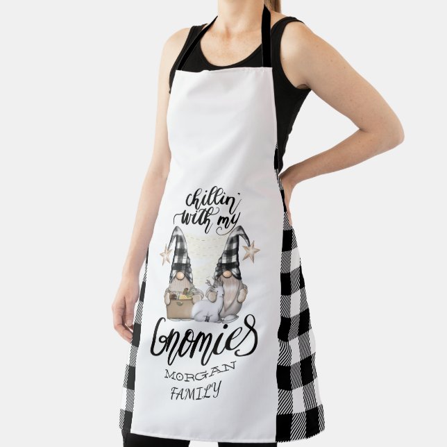 Tablier Adorable mignonne Gnomes Black Buffalo Plaid (Insitu)