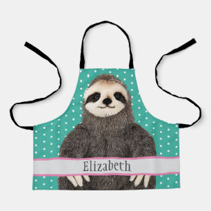 Tablier Adorable Sloth Nom Turquoise Enfants Animaux