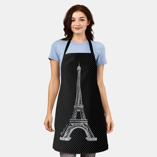 Tablier Adorable Tour Eiffel en argent (Porté)