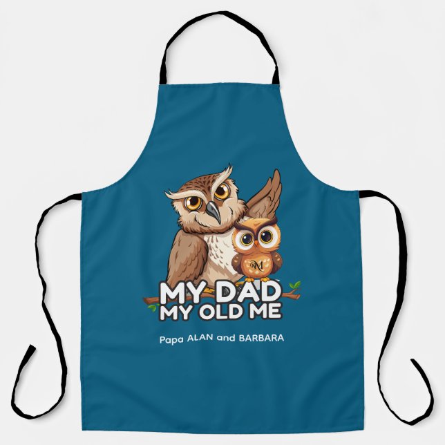 Tablier Adulte Apron : Mon Papa Mon Vieux Moi (bleu) (Recto)