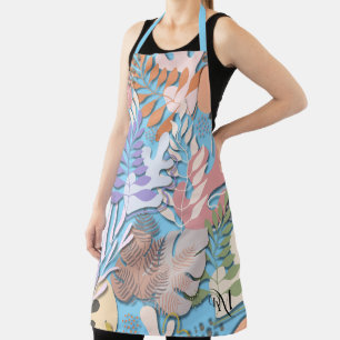 Tablier Adulte : Feuilles Abstraits (bleu)