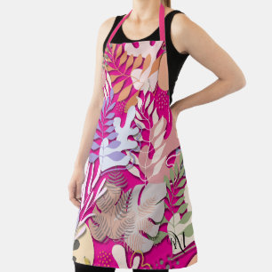 Tablier Adulte : Feuilles Abstraits (magenta)