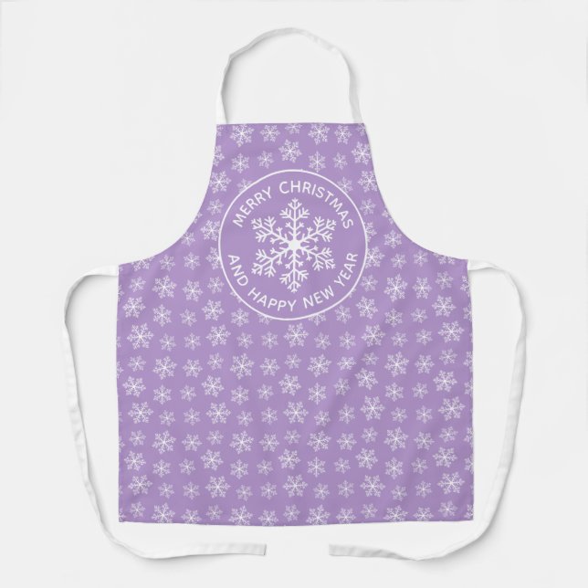 Tablier Aéron de Motif de flocon de neige violet (Recto)