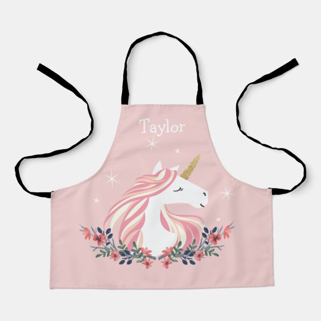 Tablier Aéron pour enfants Unicorne personnalisée (Recto)