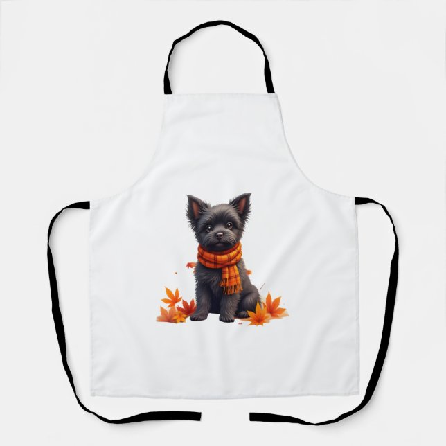 Tablier Affenpinscher Au Coeur Fait De Feuilles D'Automne (Recto)