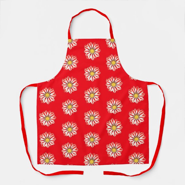 Tablier Afrique / Gazania, rouge et blanc rayé (Recto)