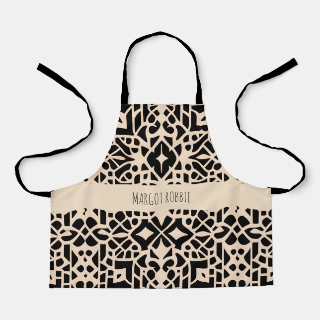 Tablier Afrique Maroc Motif géométrique beige (Recto)