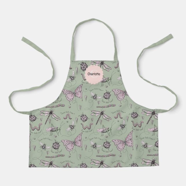 Tablier Agréable Bureaux verts et roses Apron pour enfants (Recto)