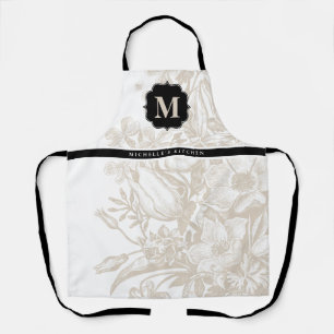 Tablier Agritourisme français Élégant Monogramme Floral Ap