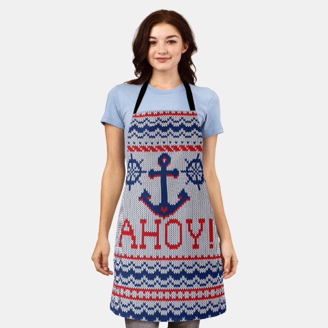 Tablier Ahoy Nautical Ugly Christmas Sweater Style (Porté)
